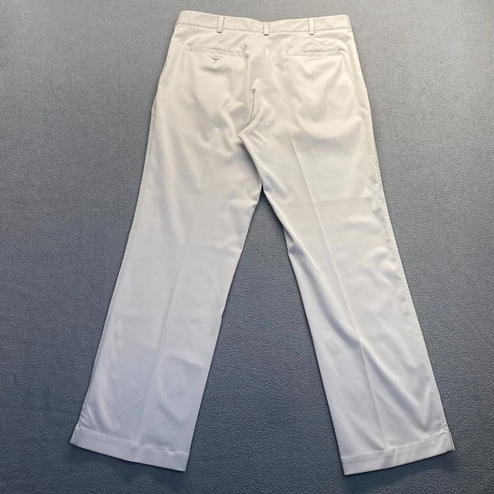 Nike Golf Tech Pants Mens 36x32 Ivory Dri Fit Straight Leg Preppy Classic